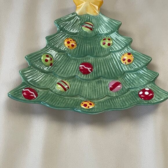 Fitz And Floyd Snowflake & Jake Snack Plate Christmas Tree Holiday Platter - Picture 3 of 9